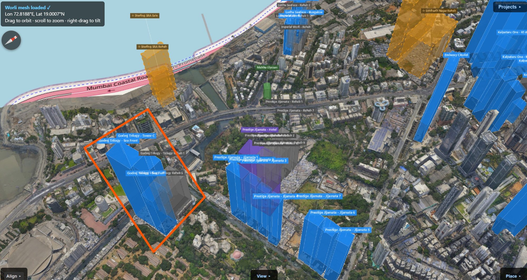 Rexray View Map: Godrej Trilogy and its surrounding development modelled at 2032
