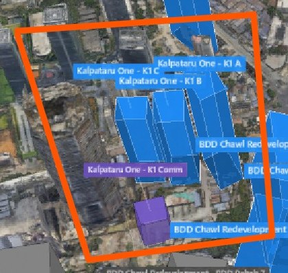 Kalpataru One plot outlined on the Rexray View Map