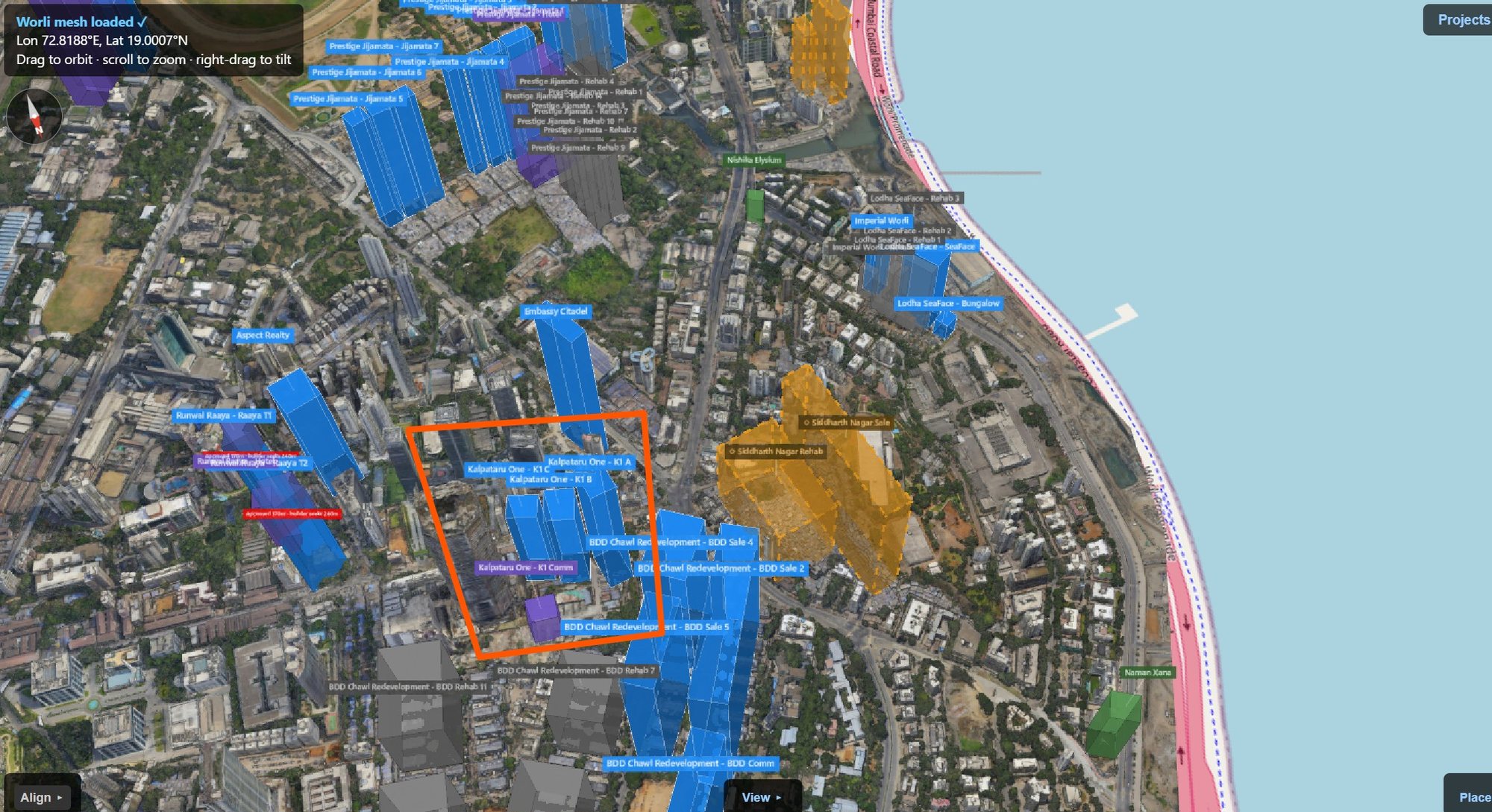 Rexray View Map: Kalpataru One and its surrounding development modelled at 2032