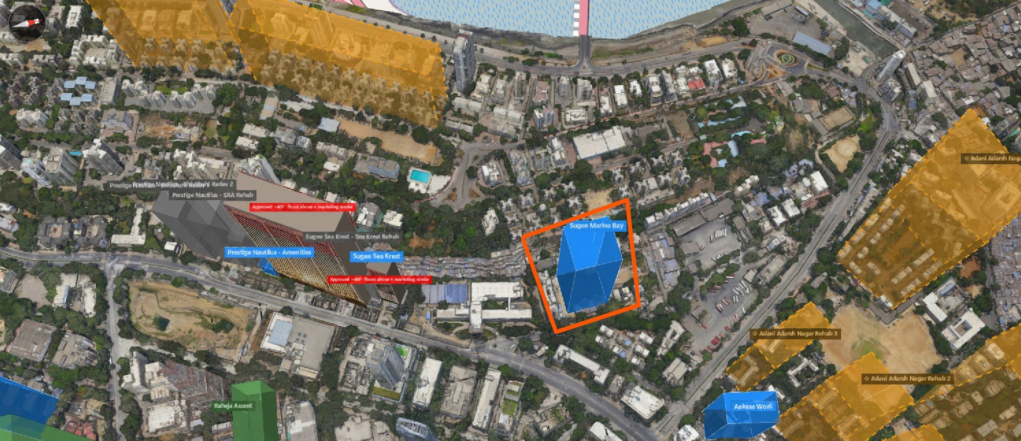 Rexray View Map: Sugee Marina Bay and its surrounding development modelled at 2032