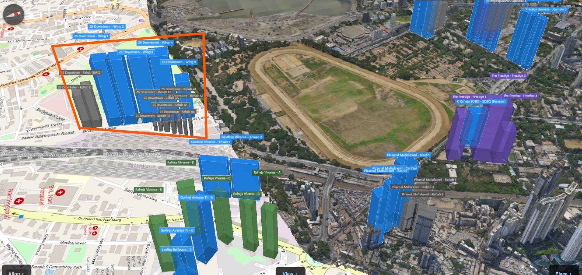Rexray View Map: 25 Downtown and its surrounding development modelled at 2032