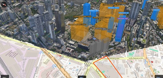 Rustomjee Crown plot outlined on the Rexray View Map
