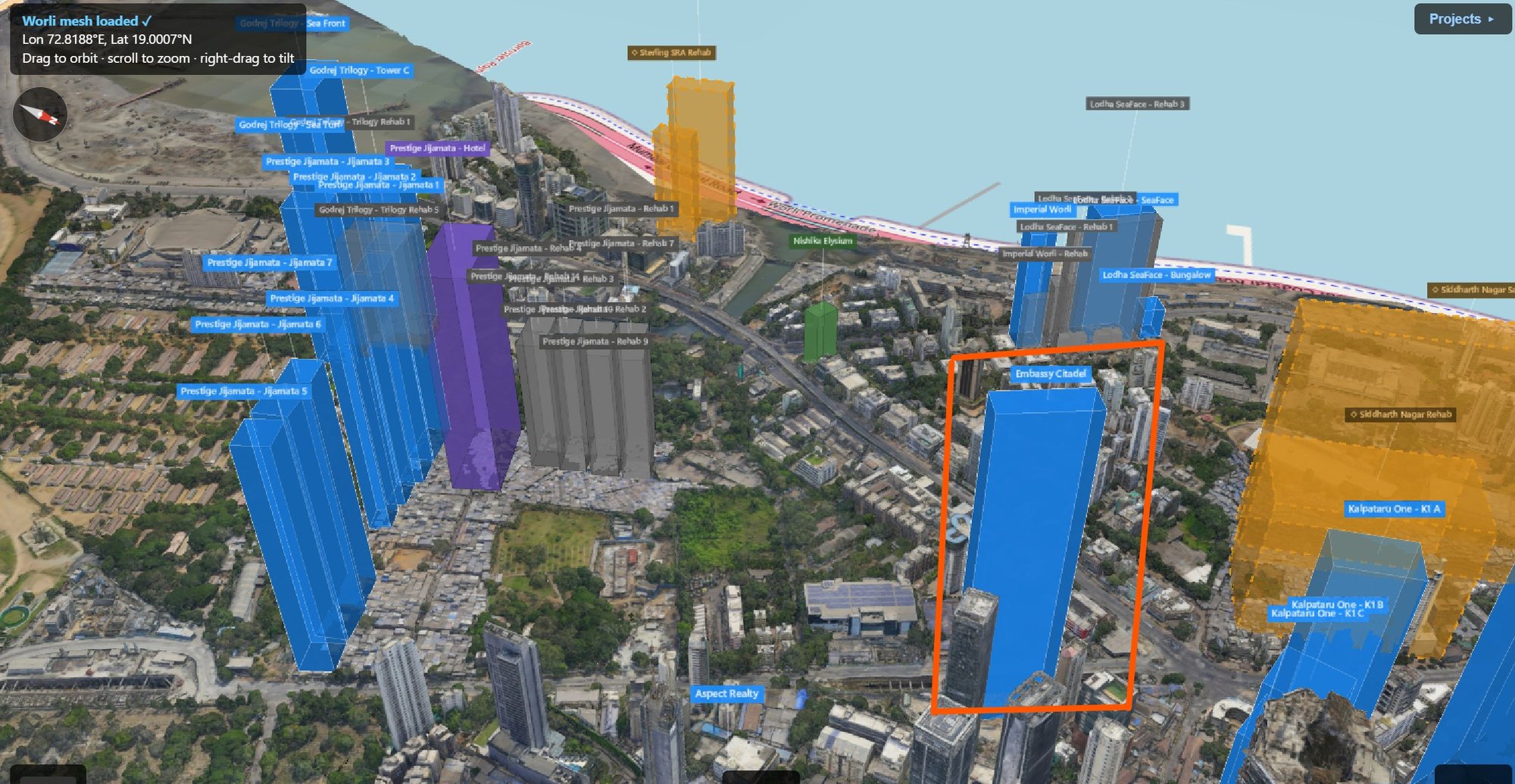Rexray View Map: Embassy Citadel and its surrounding development modelled at 2032