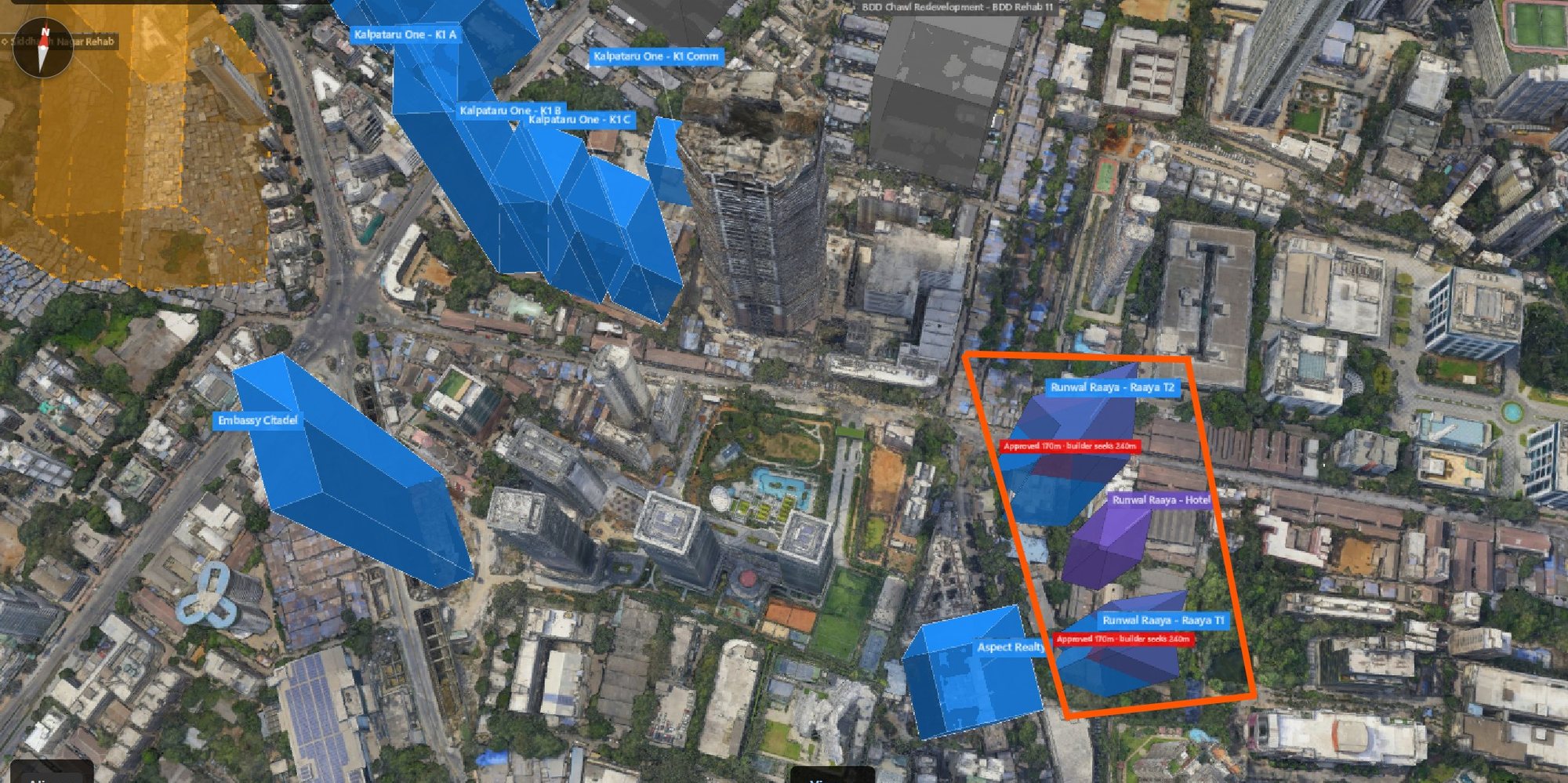 Rexray View Map: Runwal Raaya and its surrounding development modelled at 2032