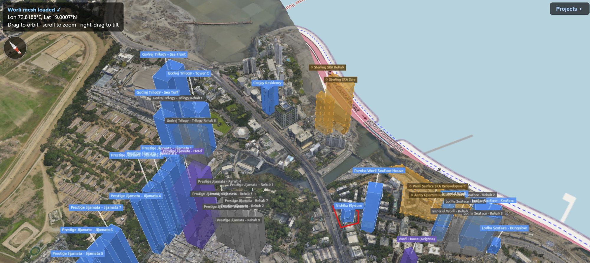 Rexray View Map: Nishika Elysium and its surrounding development modelled at 2032