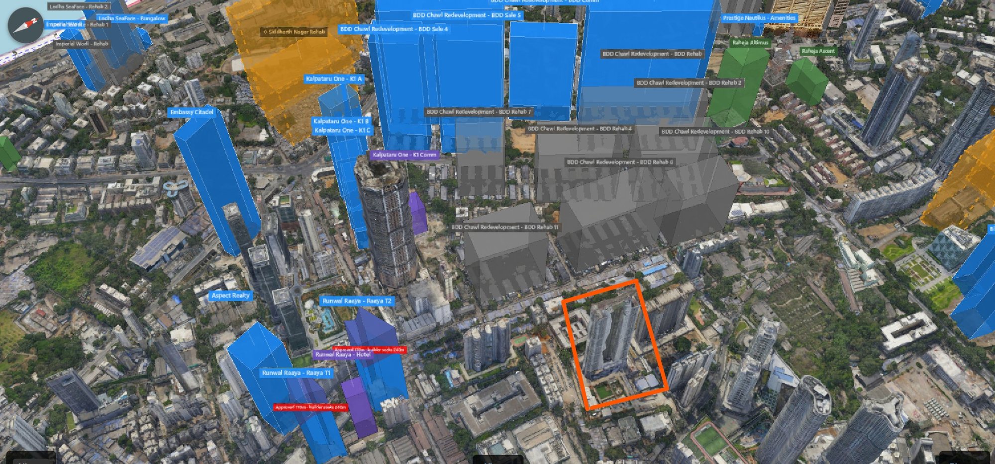 Rexray View Map: Raheja Imperia II and its surrounding development modelled at 2032