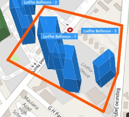 Lodha Bellevue plot outlined on the Rexray View Map