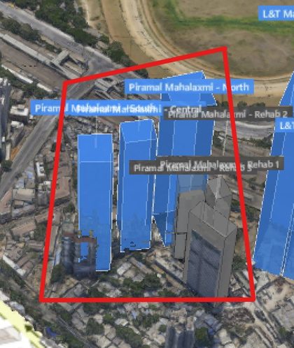 Piramal Mahalaxmi plot outlined on the Rexray View Map