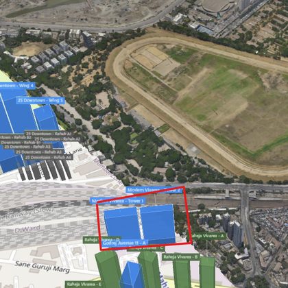 Raheja Modern Vivarea plot outlined on the Rexray View Map