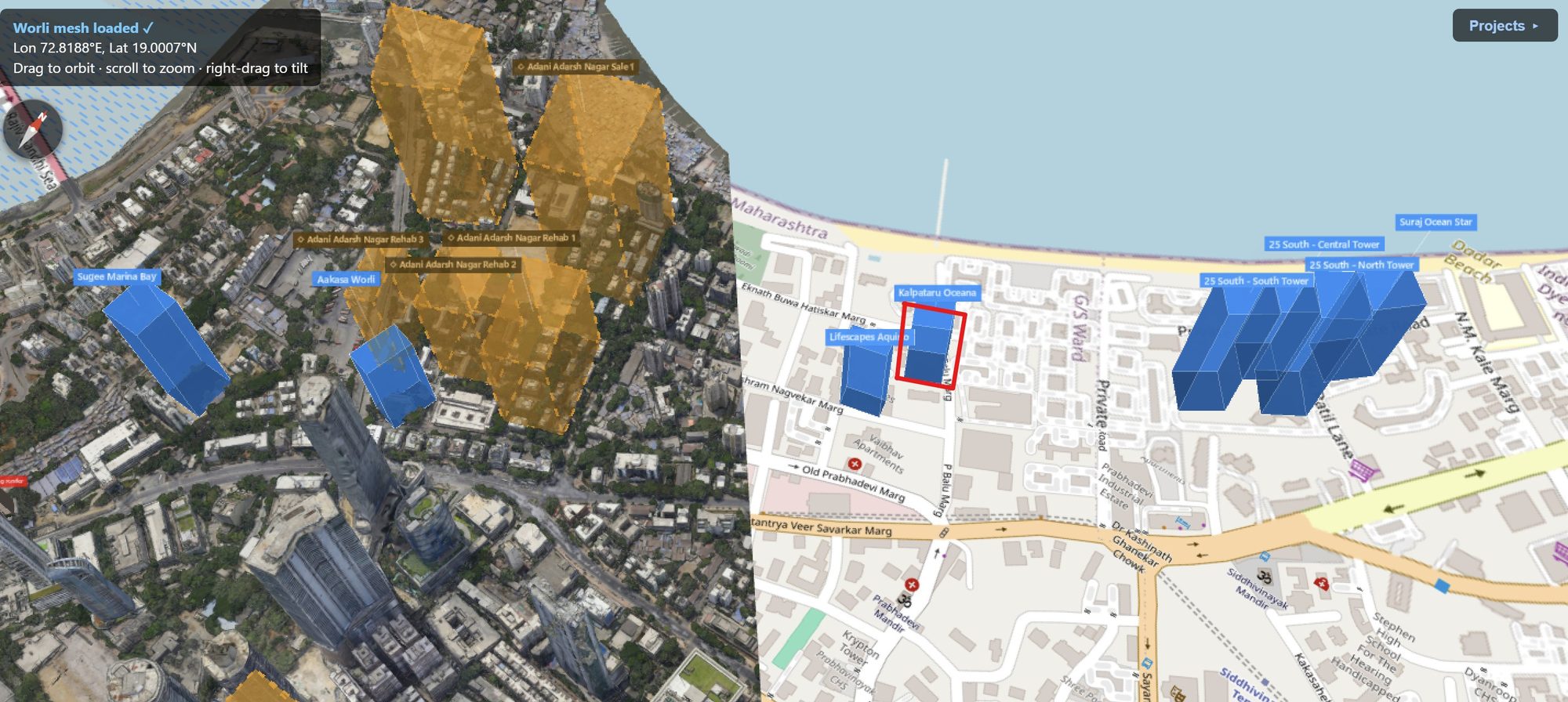 Rexray View Map: Kalpataru Oceana and its surrounding development modelled at 2032