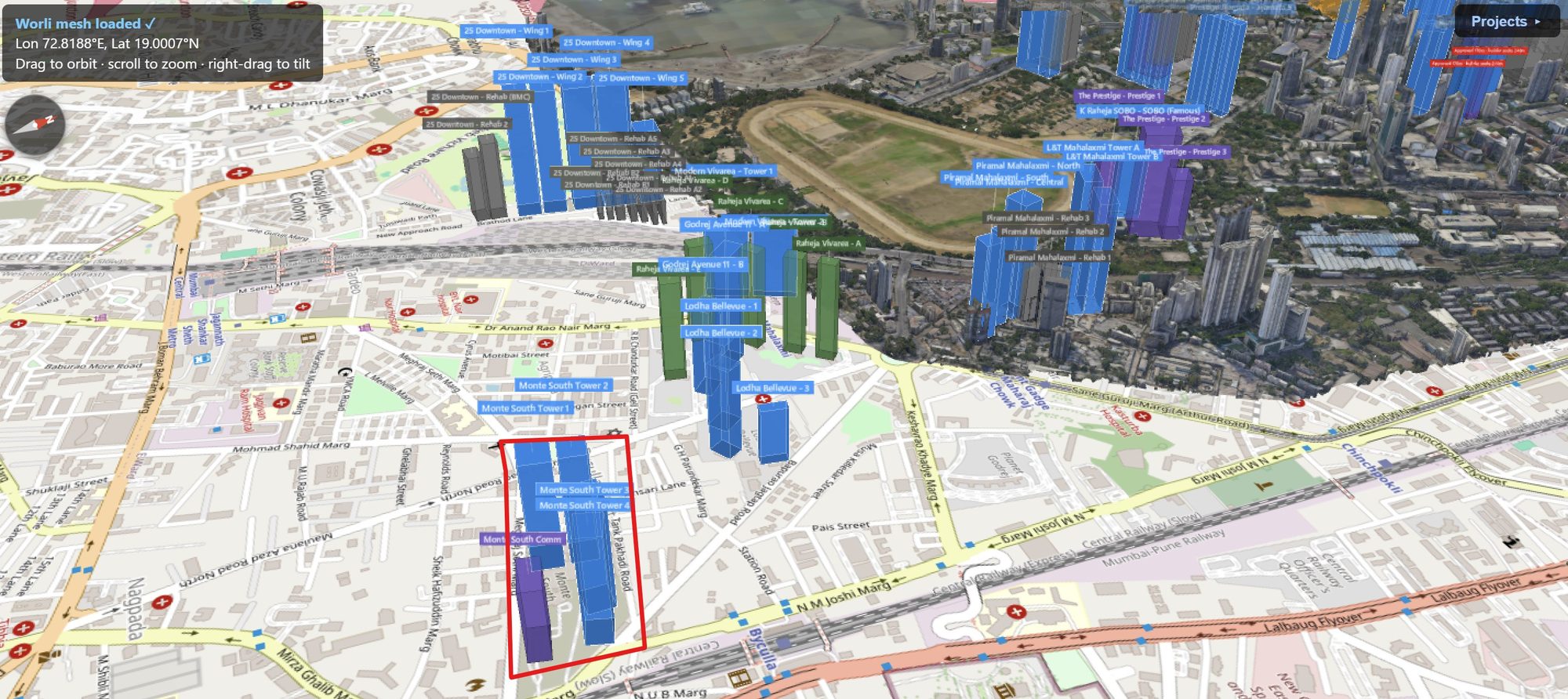 Rexray View Map: Marathon Monte South and its surrounding development modelled at 2032