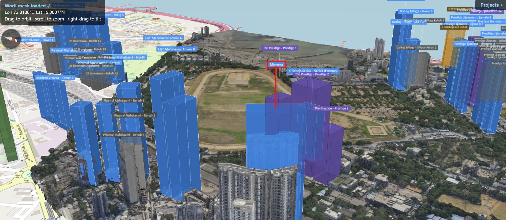 Rexray View Map: Minerva and its surrounding development modelled at 2032