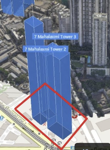 7 Mahalaxmi - Tower 3 plot outlined on the Rexray View Map