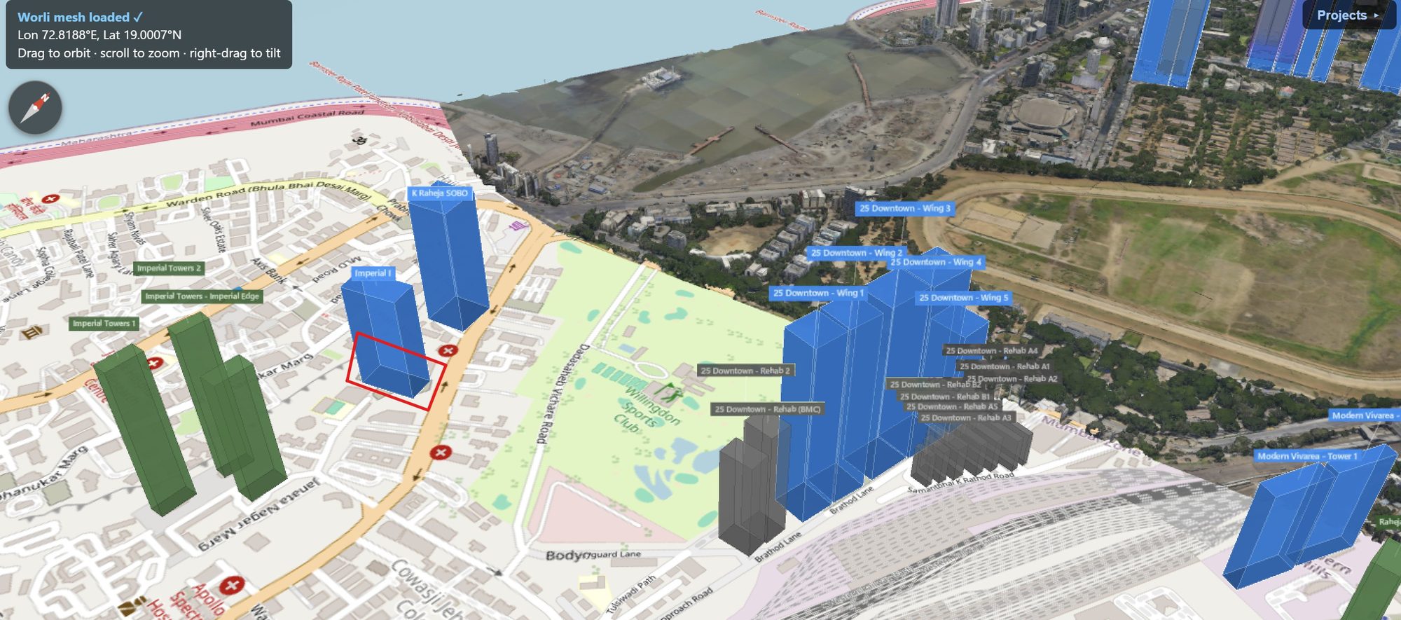 Rexray View Map: The Imperial I and its surrounding development modelled at 2032