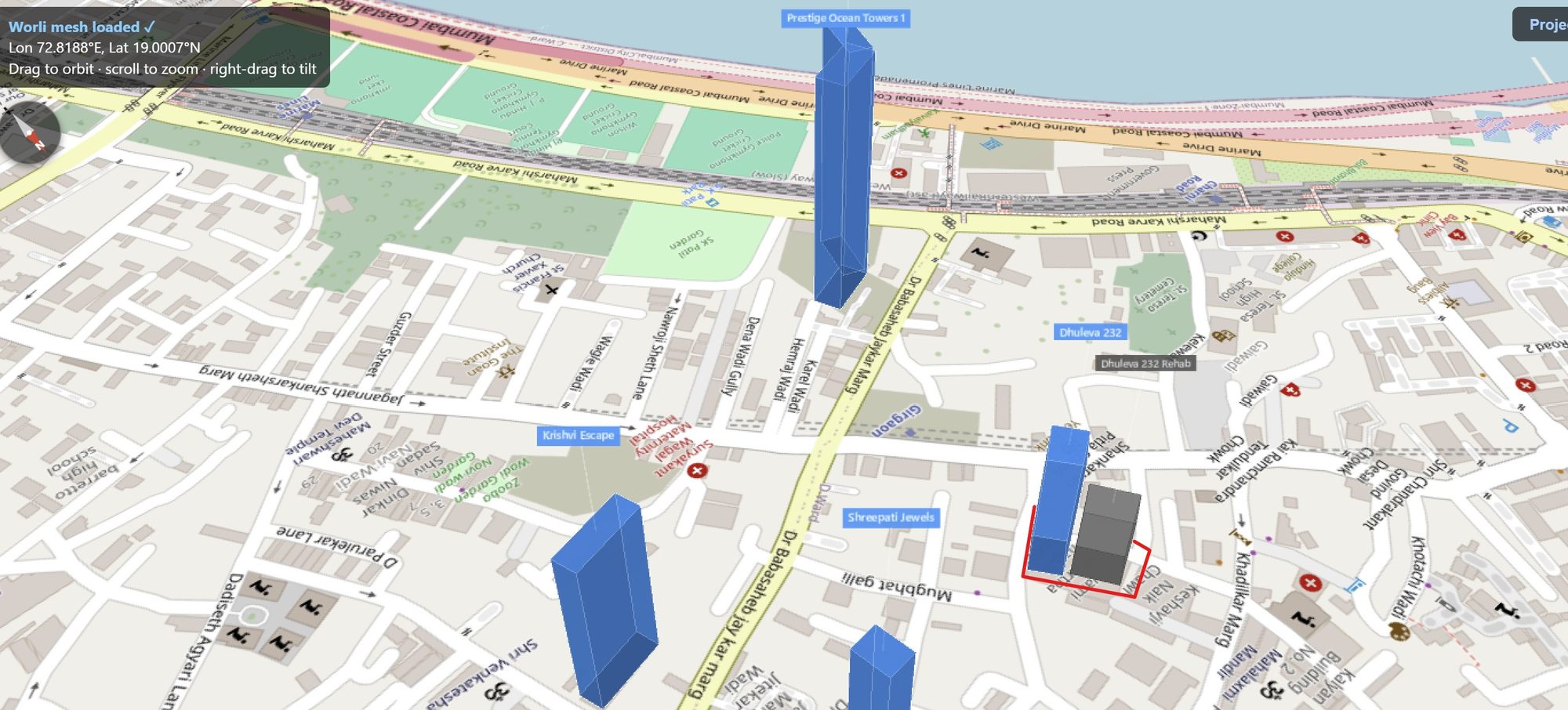Rexray View Map: 232 Dhuleva and its surrounding development modelled at 2032