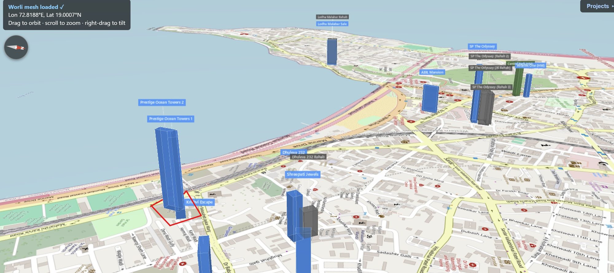 Rexray View Map: Prestige Ocean Towers and its surrounding development modelled at 2032