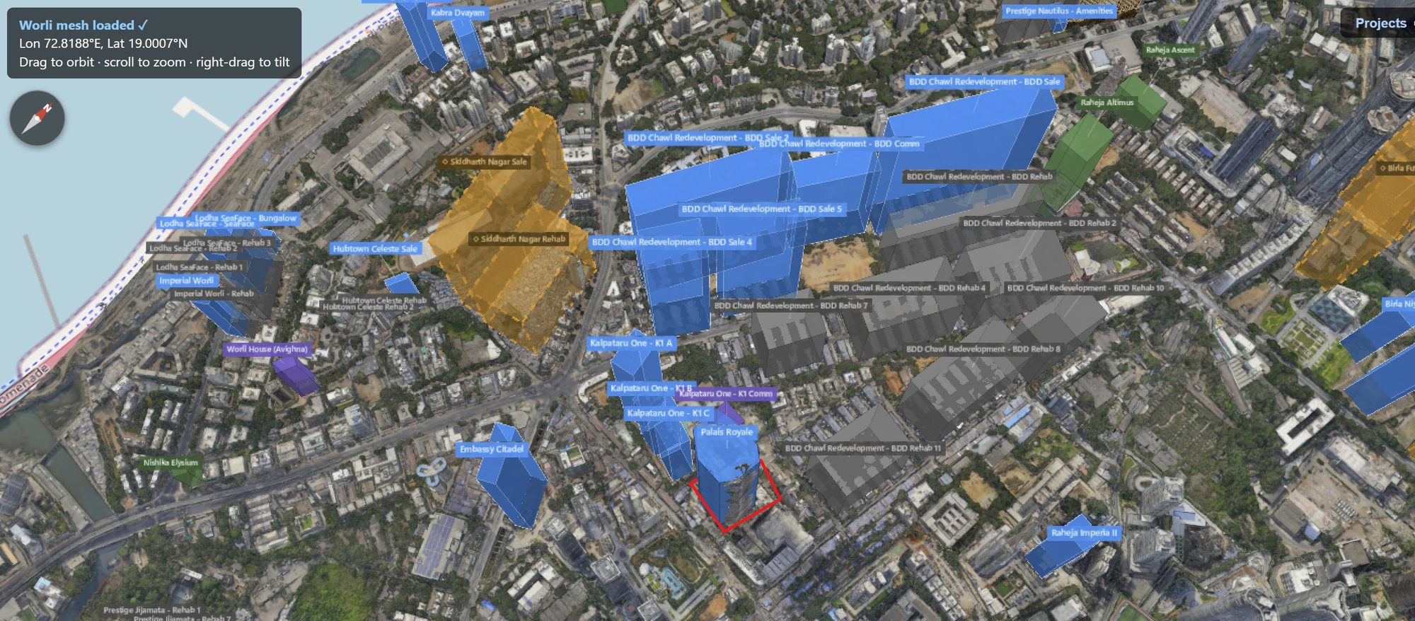 Rexray View Map: Palais Royale and its surrounding development modelled at 2032