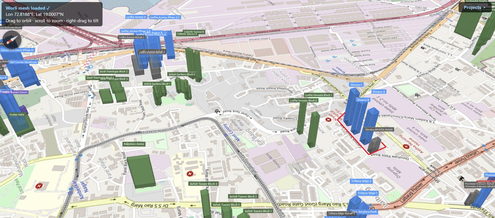 Rexray View Map: Simana and its surrounding development modelled at 2032