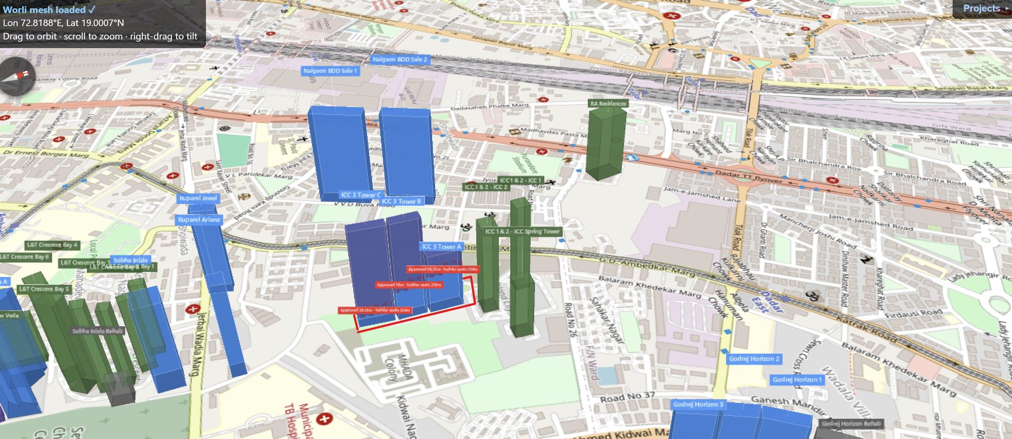 Rexray View Map: Three ICC and its surrounding development modelled at 2032