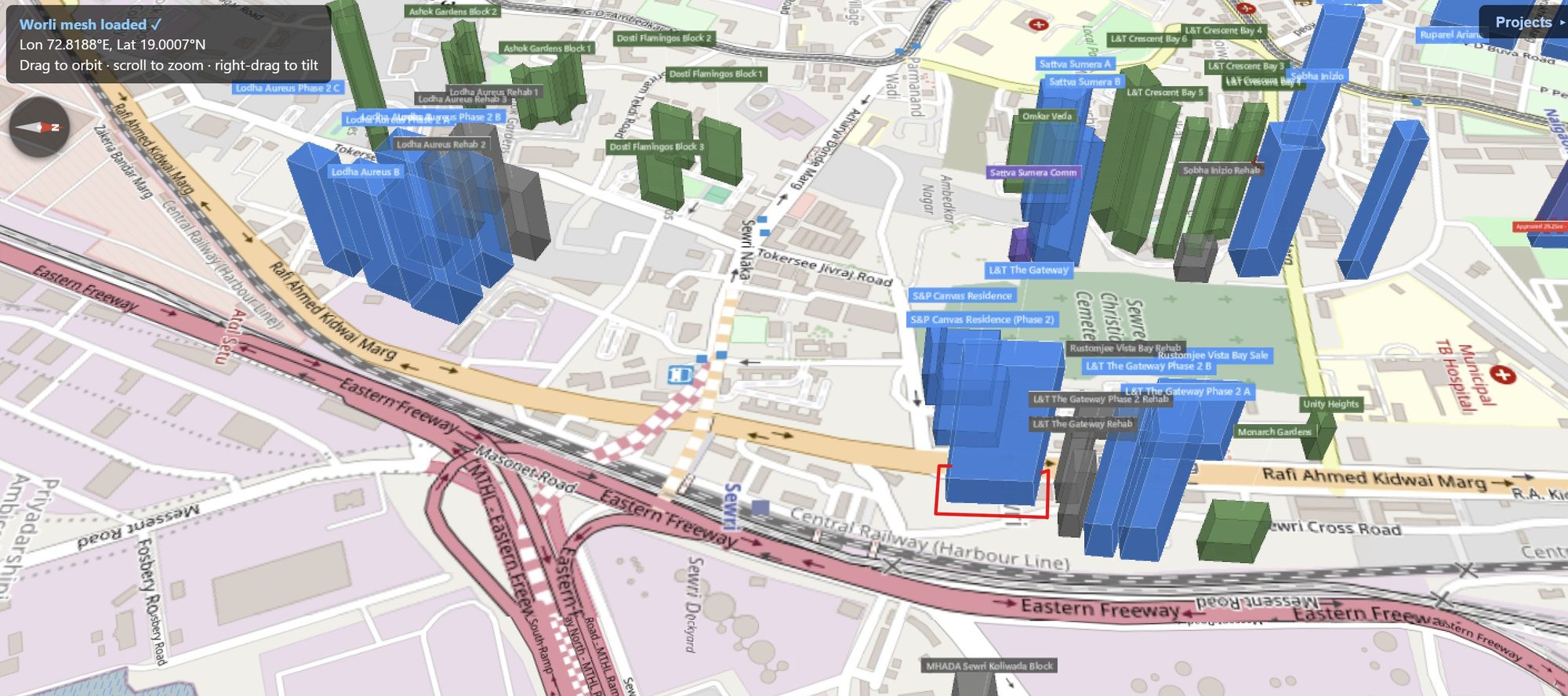 Rexray View Map: The Gateway and its surrounding development modelled at 2032