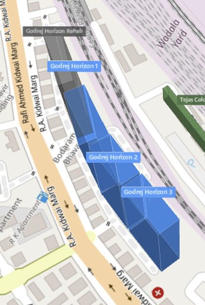 Godrej Horizon Phase III plot outlined on the Rexray View Map