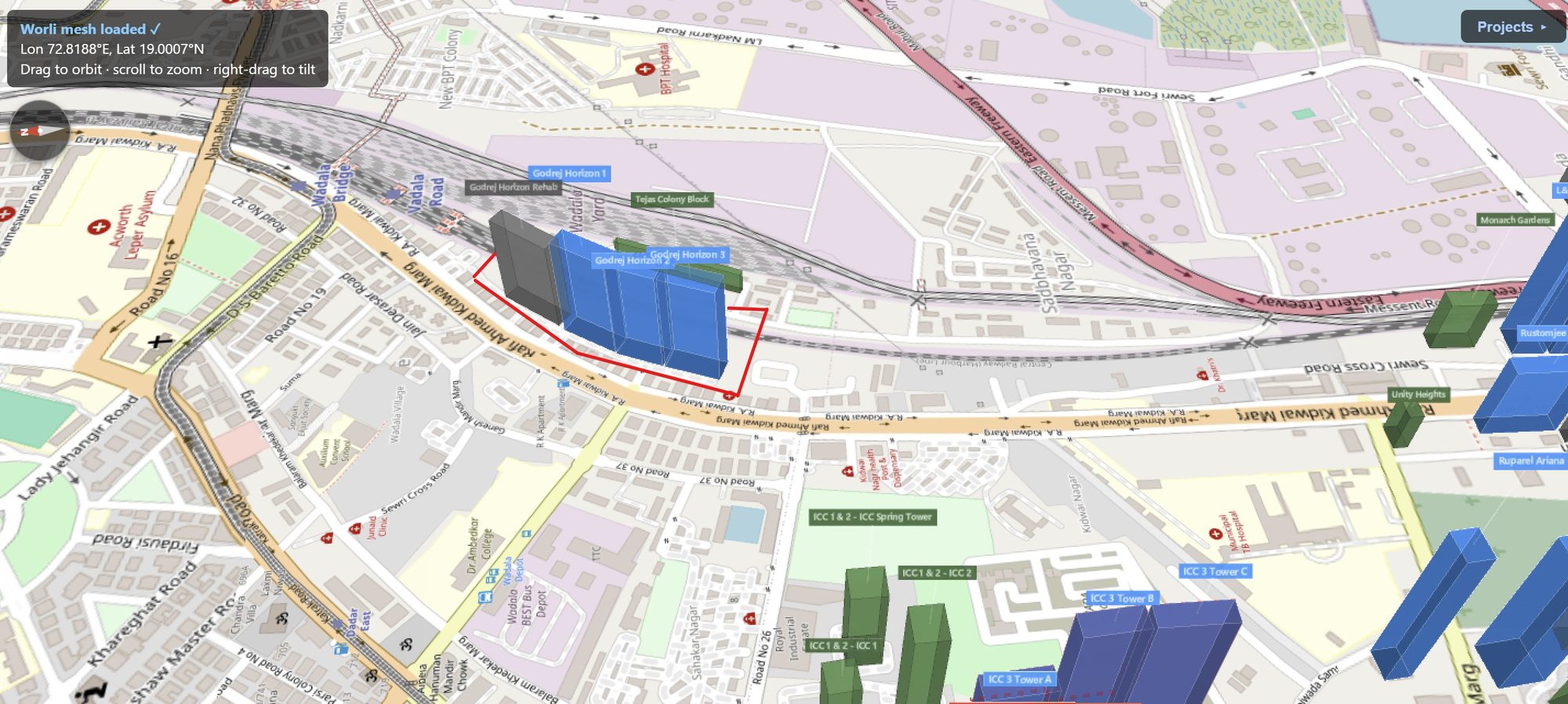 Rexray View Map: Godrej Horizon Phase III and its surrounding development modelled at 2032