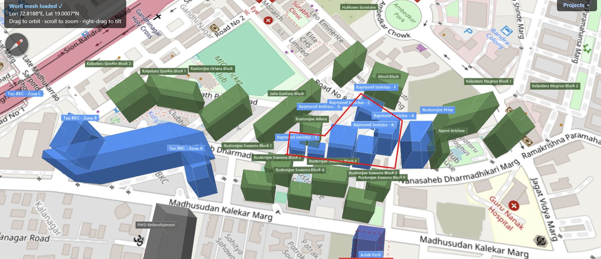 Rexray View Map: Invictus by GS and its surrounding development modelled at 2032