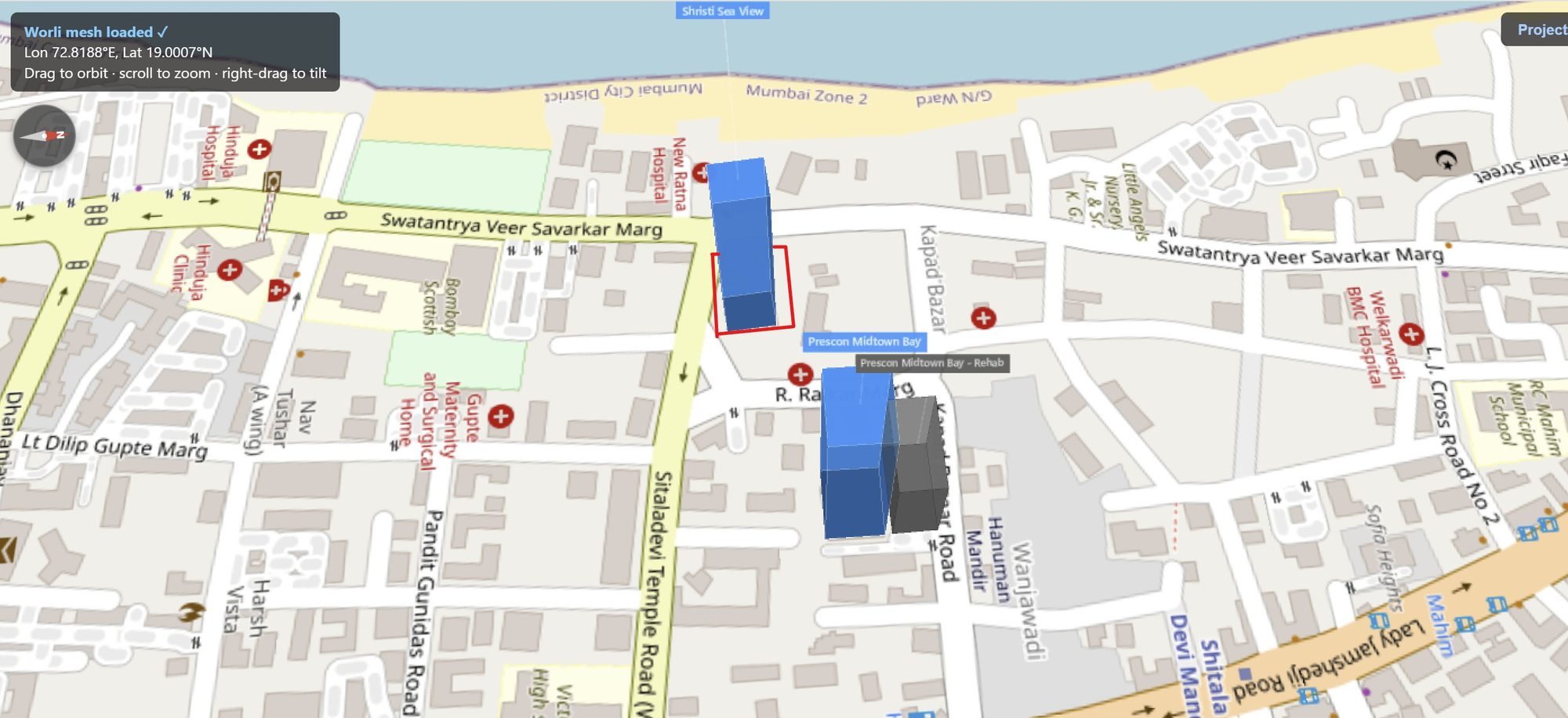 Rexray View Map: Shristi Sea View and its surrounding development modelled at 2032