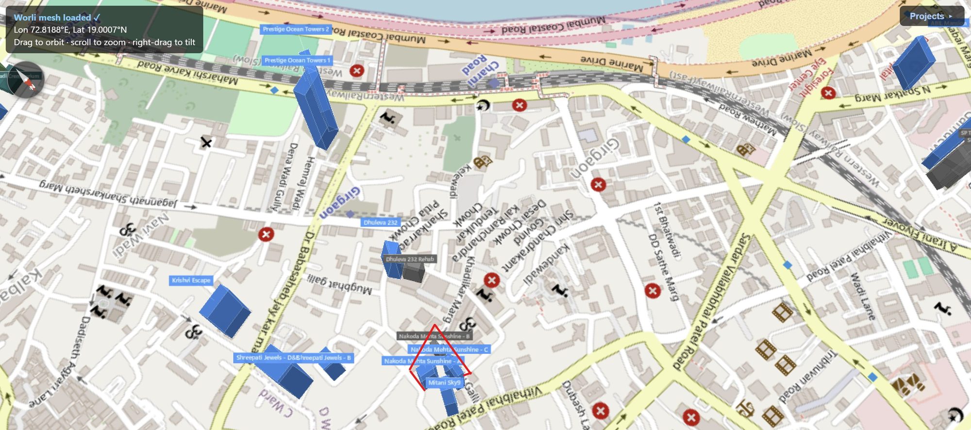 Rexray View Map: Nakoda Mehta Sunshine Heights and its surrounding development modelled at 2032