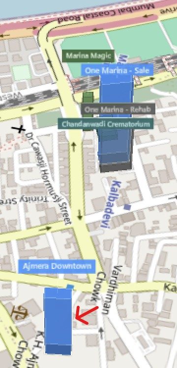 Ajmera Downtown plot outlined on the Rexray View Map