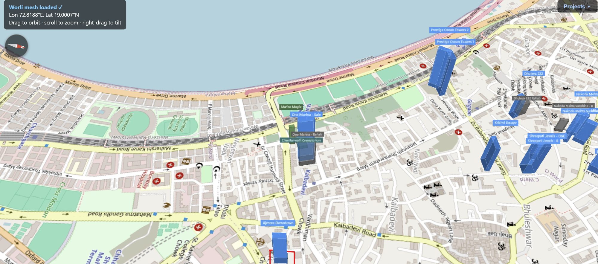 Rexray View Map: Ajmera Downtown and its surrounding development modelled at 2032