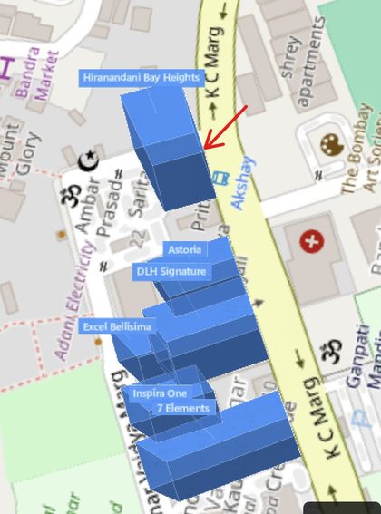 Hiranandani Bay Heights plot outlined on the Rexray View Map