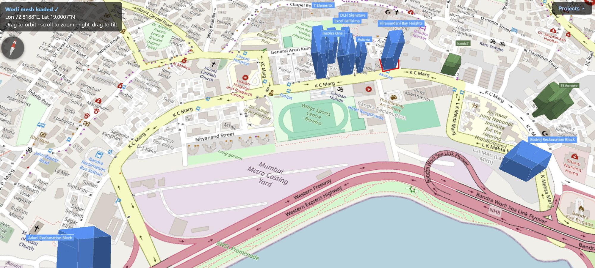 Rexray View Map: Hiranandani Bay Heights and its surrounding development modelled at 2032