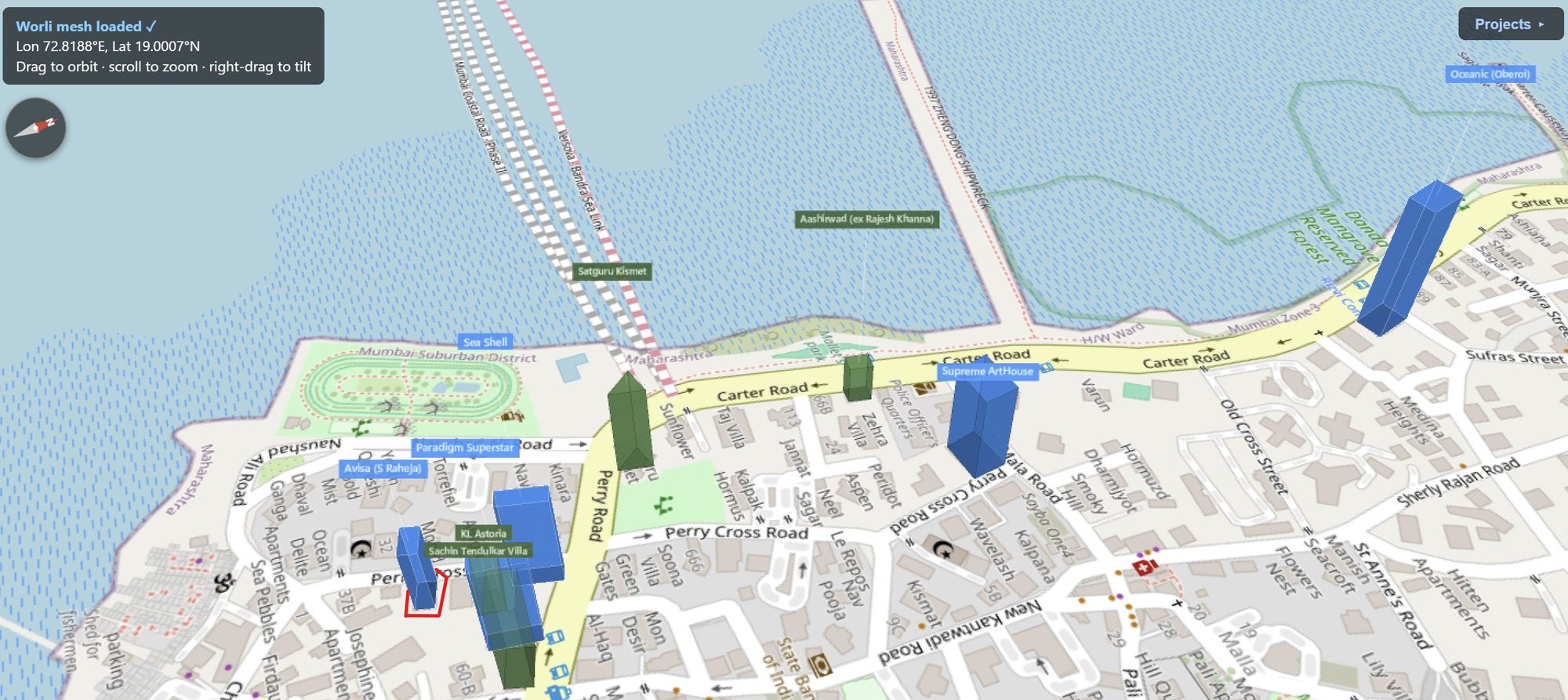 Rexray View Map: Avisa by S Raheja and its surrounding development modelled at 2032