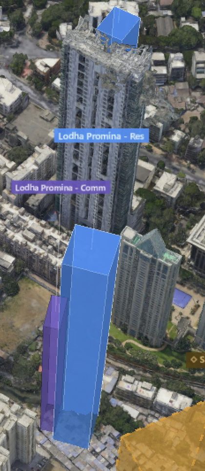 Lodha Promina - Commercial plot outlined on the Rexray View Map