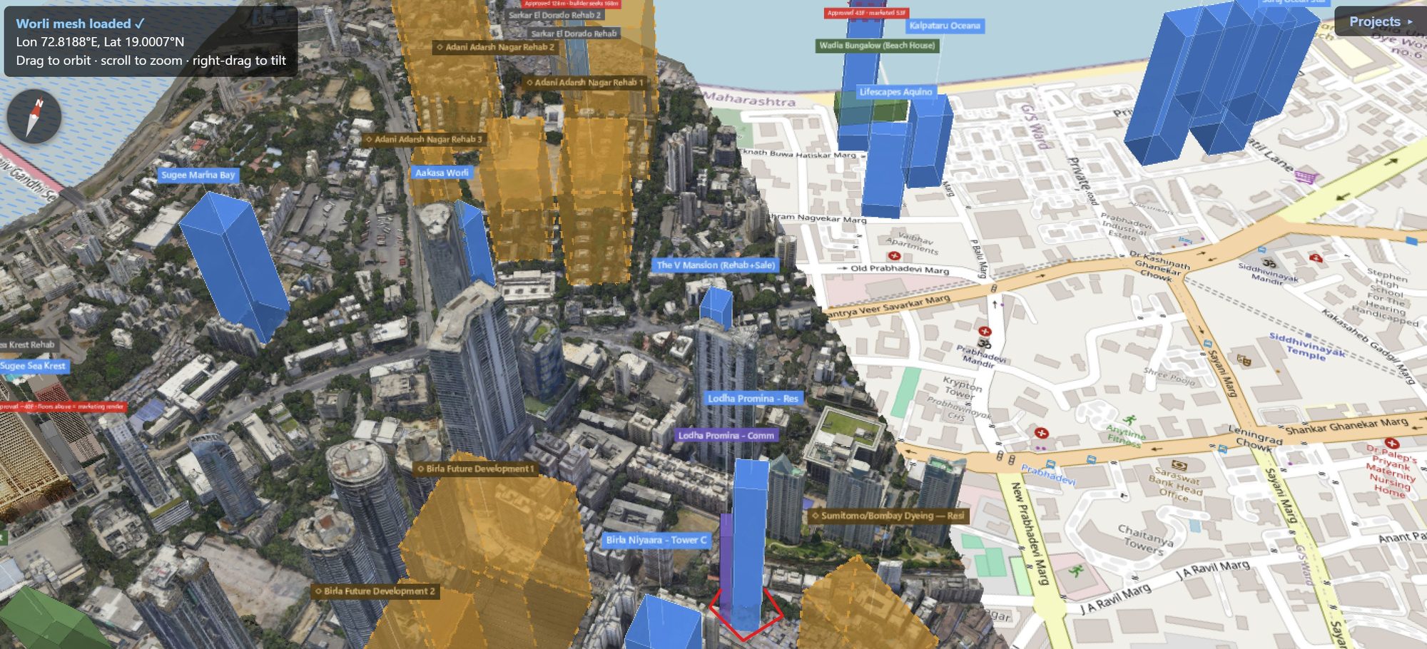 Rexray View Map: Lodha Promina - Commercial and its surrounding development modelled at 2032