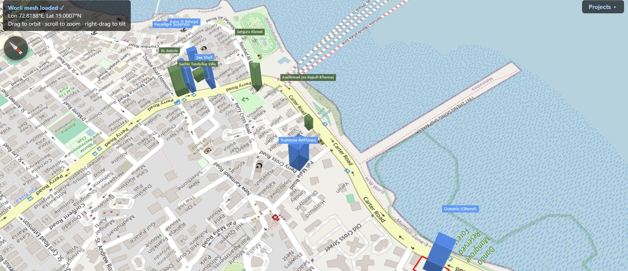 Rexray View Map: Oberoi Oceanic and its surrounding development modelled at 2032