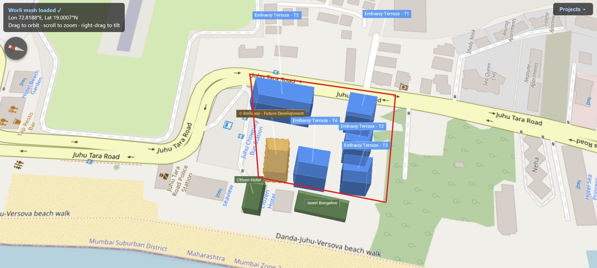 Rexray View Map: Embassy Terazza and its surrounding development modelled at 2032
