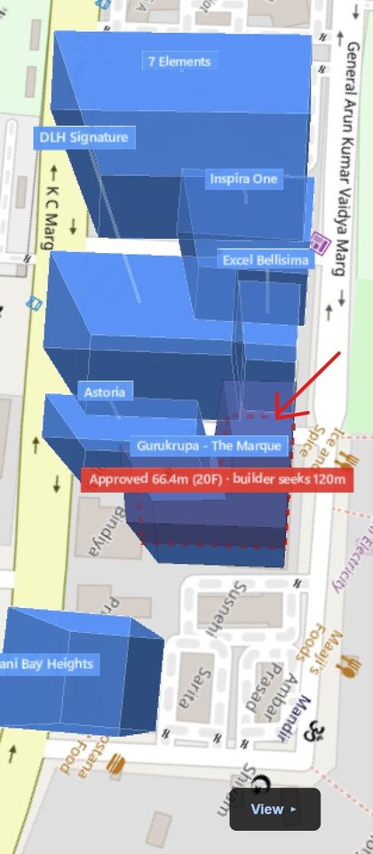 Gurukrupa The Marque plot outlined on the Rexray View Map