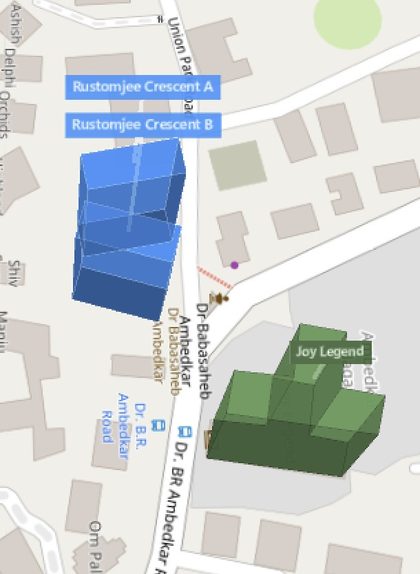 Rustomjee Crescent plot outlined on the Rexray View Map