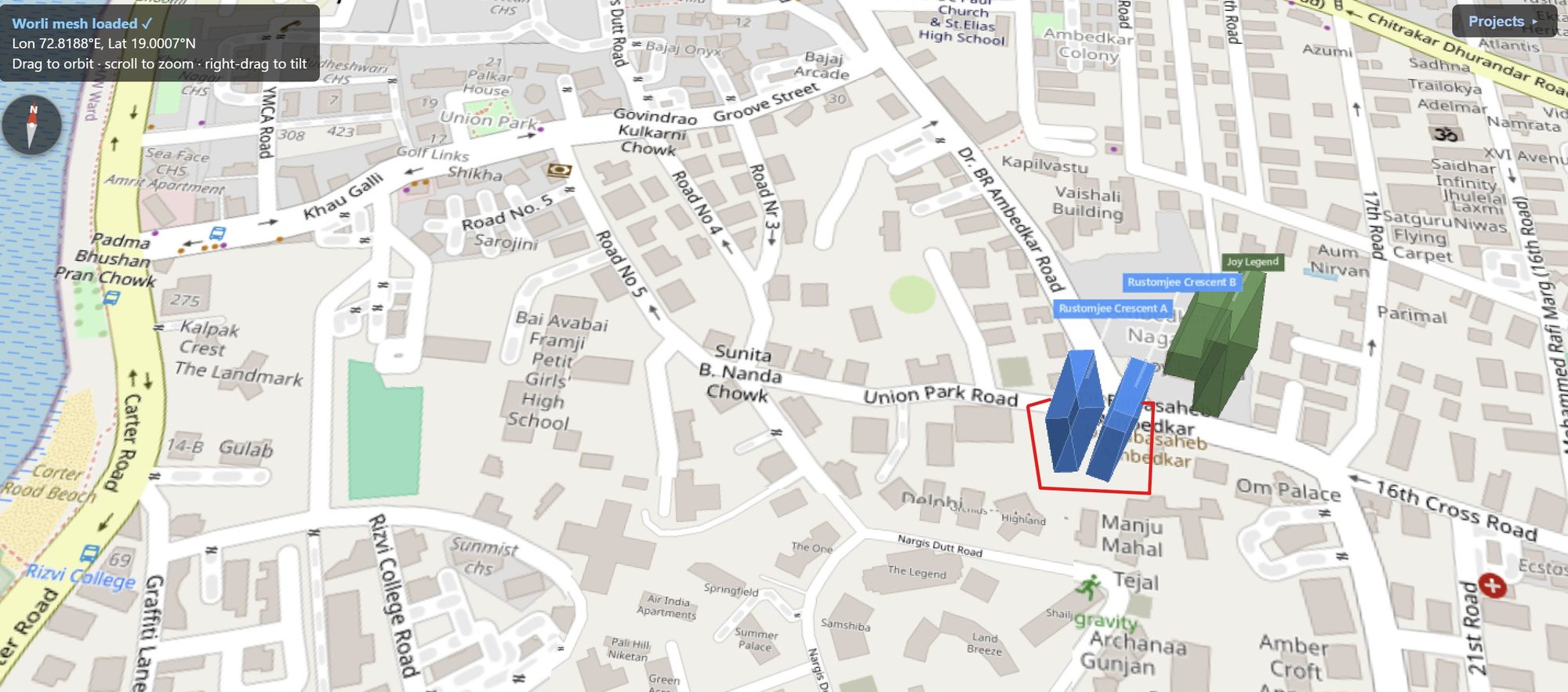 Rexray View Map: Rustomjee Crescent and its surrounding development modelled at 2032